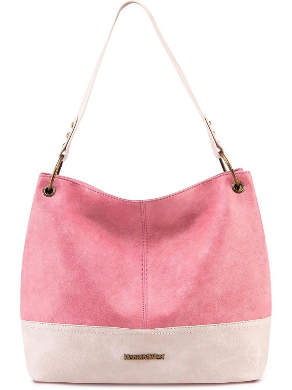 Women's Pink Vegan Leather Tote Satchel Handbag Top Handle Crossbody Bags